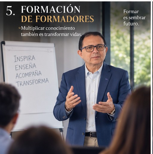 El Dr. Durán formando un grupo frente a un tablero